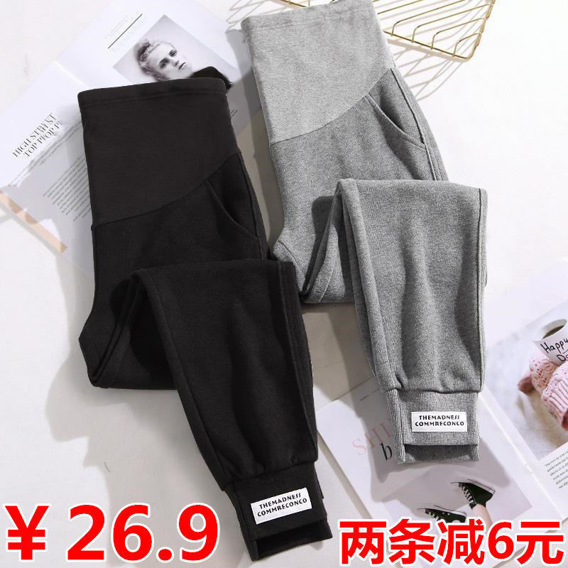 孕妇裤秋冬外穿打底裤加绒加厚保暖休闲大码托腹小脚长裤子孕妇装
