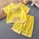 双麒麟女童 套装 端午节宝宝衣黄色婴儿百天照相抓阄唐装 棉绸短袖