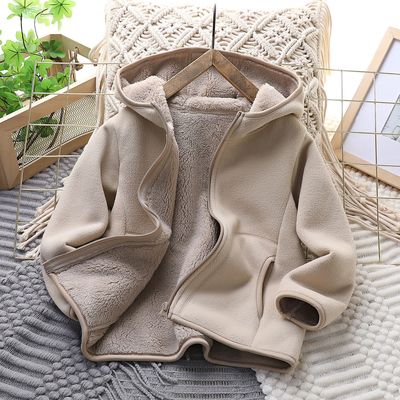 初高中生校服内搭神器冬小棉袄抓绒摇粒绒男女童连帽加绒加厚外套