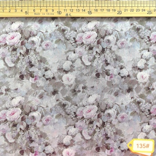 Hampstead Summer油画玫瑰灰粉80支高密优质长绒棉纯棉面料135#