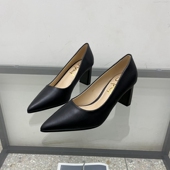 空乘高跟鞋 女 面试软底不累脚黑色粗跟皮鞋 礼仪正装 通勤职业工作鞋