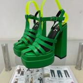 走秀恨天高高跟鞋 超高跟凉鞋 女圆头粗跟防水台厚底礼服鞋 15CM外贸