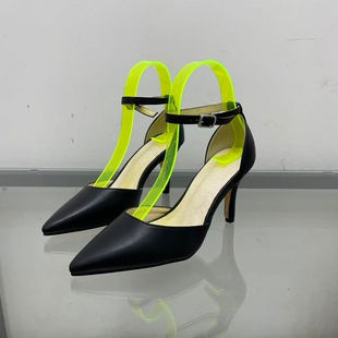 黑色时装 女细跟百搭凉鞋 鞋 外贸女鞋 法式 尖头一字扣带高跟鞋