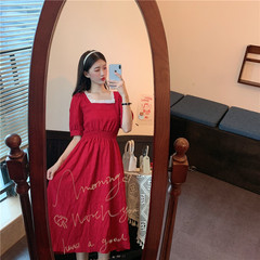Real price French retro Lace Waist Dress