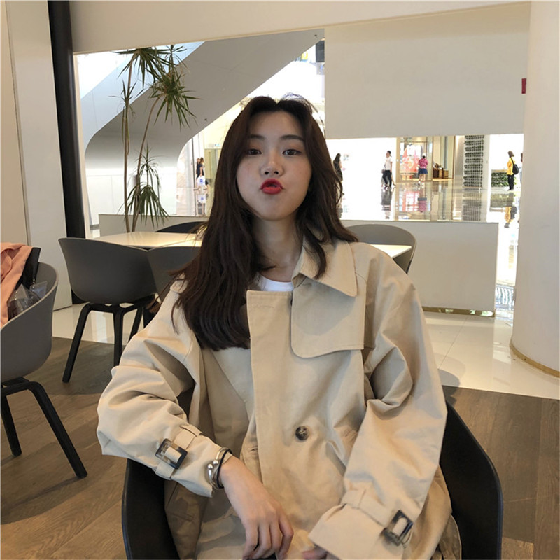 Real price early spring 2021 new Korean loose solid color windbreaker coat