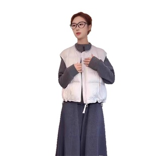 小个子时尚 新款 外穿百搭坎肩 羽绒马甲背心女2505秋冬季 白鸭绒短款