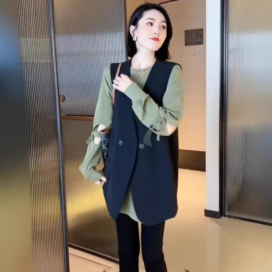 西装马夹感女2024春秋新款气质无袖背心坎肩外穿马甲西服外套