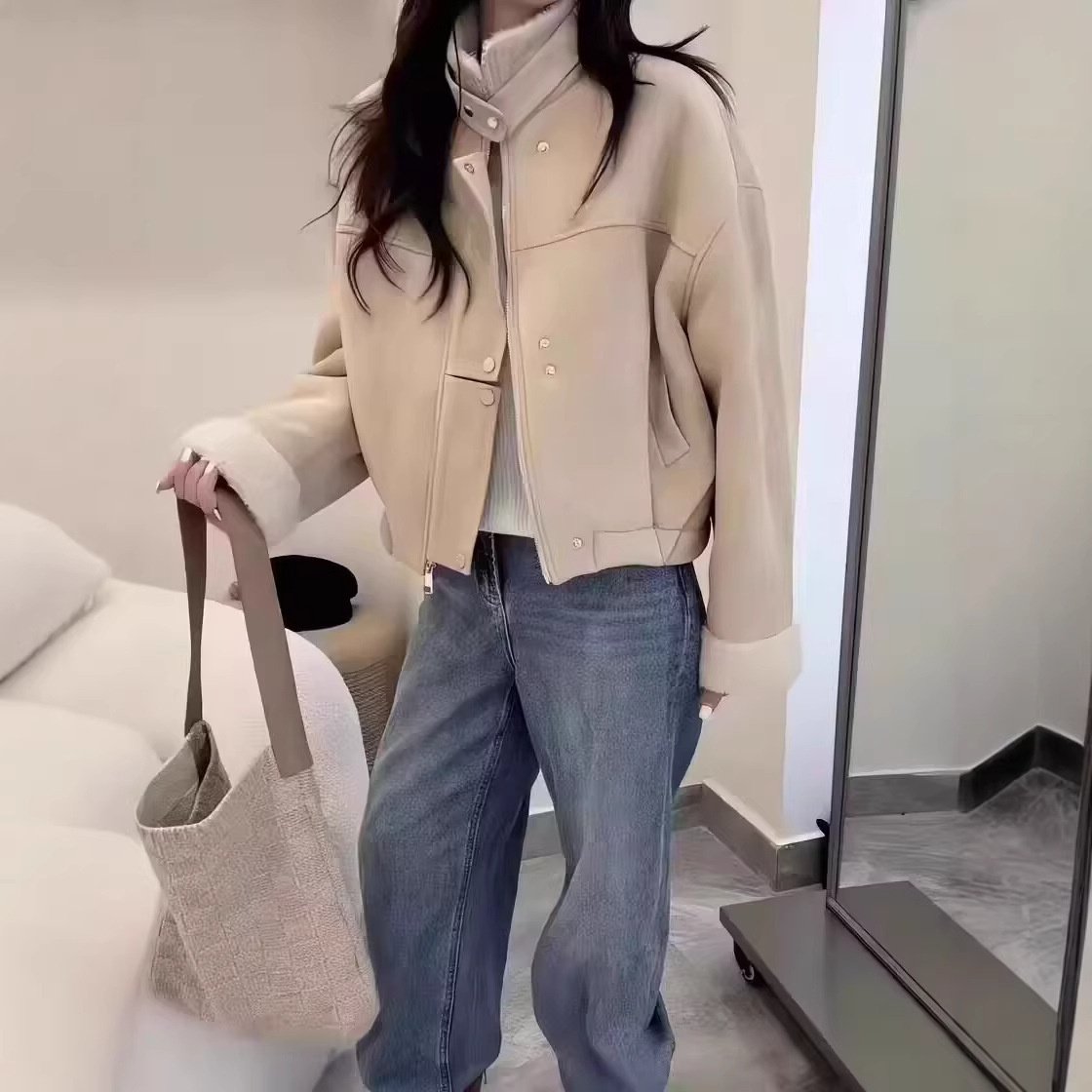 短款麂皮绒仿羊羔毛外套女2025秋冬新款爆款加绒皮毛一体夹克上衣,女装/女士精品,皮草,淘宝优惠券,粉丝福利购,淘宝优惠卷
