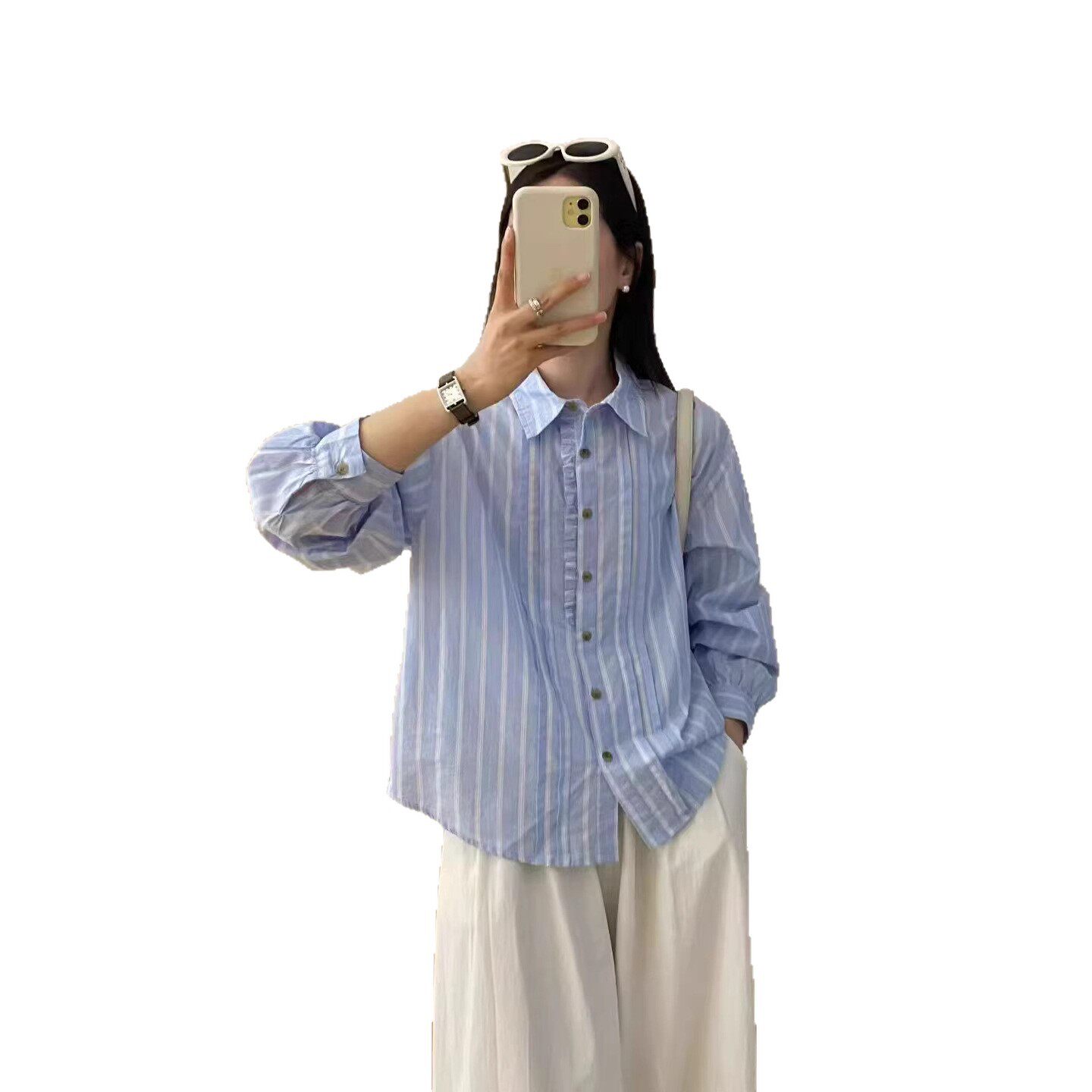 2026年春款衬衫女长袖条纹设计款宽松休闲学院风衬衣新款亲肤上衣