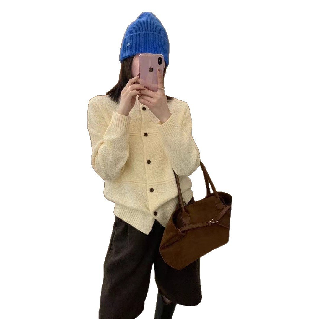 2025年秋冬毛衣新款女开衫外套宽松休闲韩版学院风新款蜜熊绒毛衣