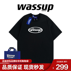 WASSUP BEAVER小众潮牌短袖t恤夏季纯棉圆领男女学生情侣半袖体恤