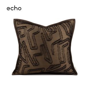 轻奢别墅样板间咖色立体几何抽象沙发抱枕高档售楼处靠包 echo中式