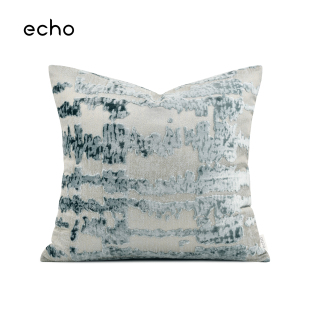 echo进口割绒沙发靠垫蓝绿色抱枕轻奢高级感别墅样板间奢华方枕套