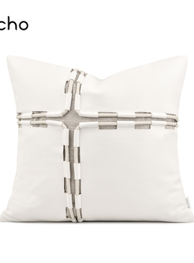 echo法式轻奢奶油风白色沙发皮抱枕高级感现代客厅卧室床上靠垫套