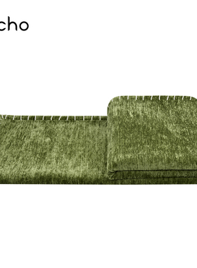 echo现代简约女孩房复古绿色锁边搭毯样板间轻奢别墅卧室装饰床毯