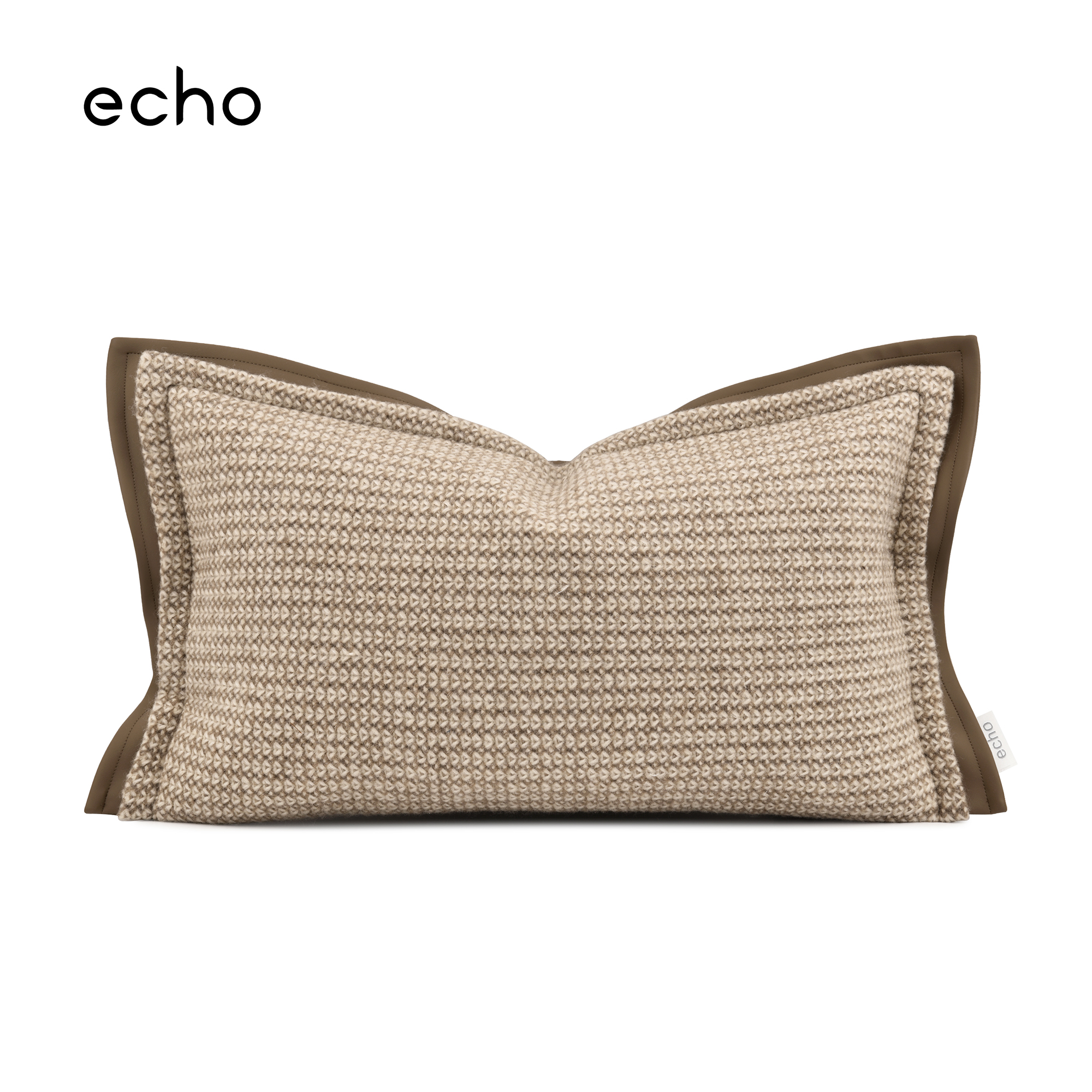 echo Cure deparement治愈系羊毛编织纹高档别墅真皮沙发长形抱枕