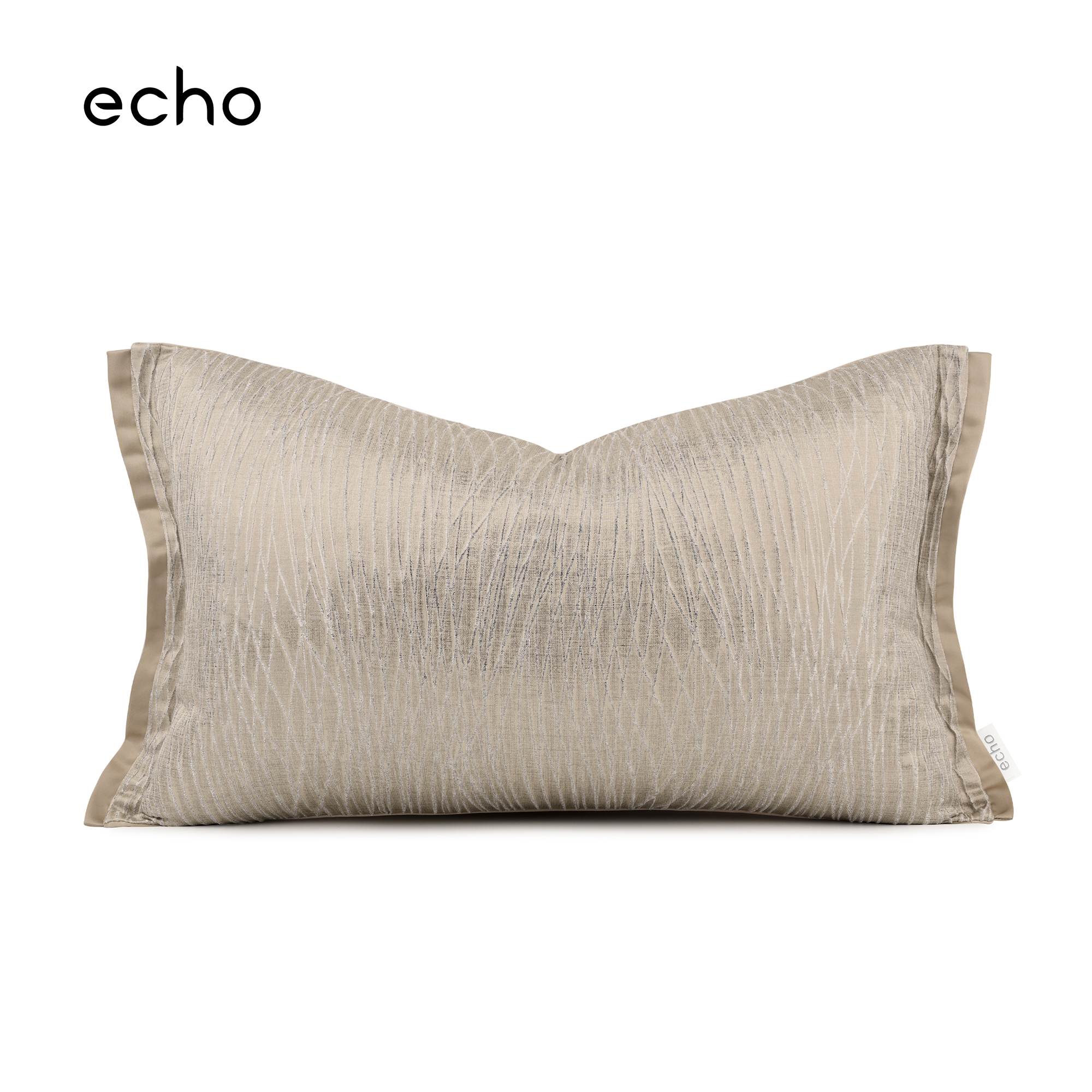 echo法式轻奢样板间香槟米色几何丝光提花光泽奢华沙发抱枕腰枕