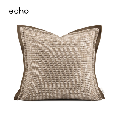 echo Cure deparement治愈系羊毛编织纹高档别墅真皮沙发方形抱枕