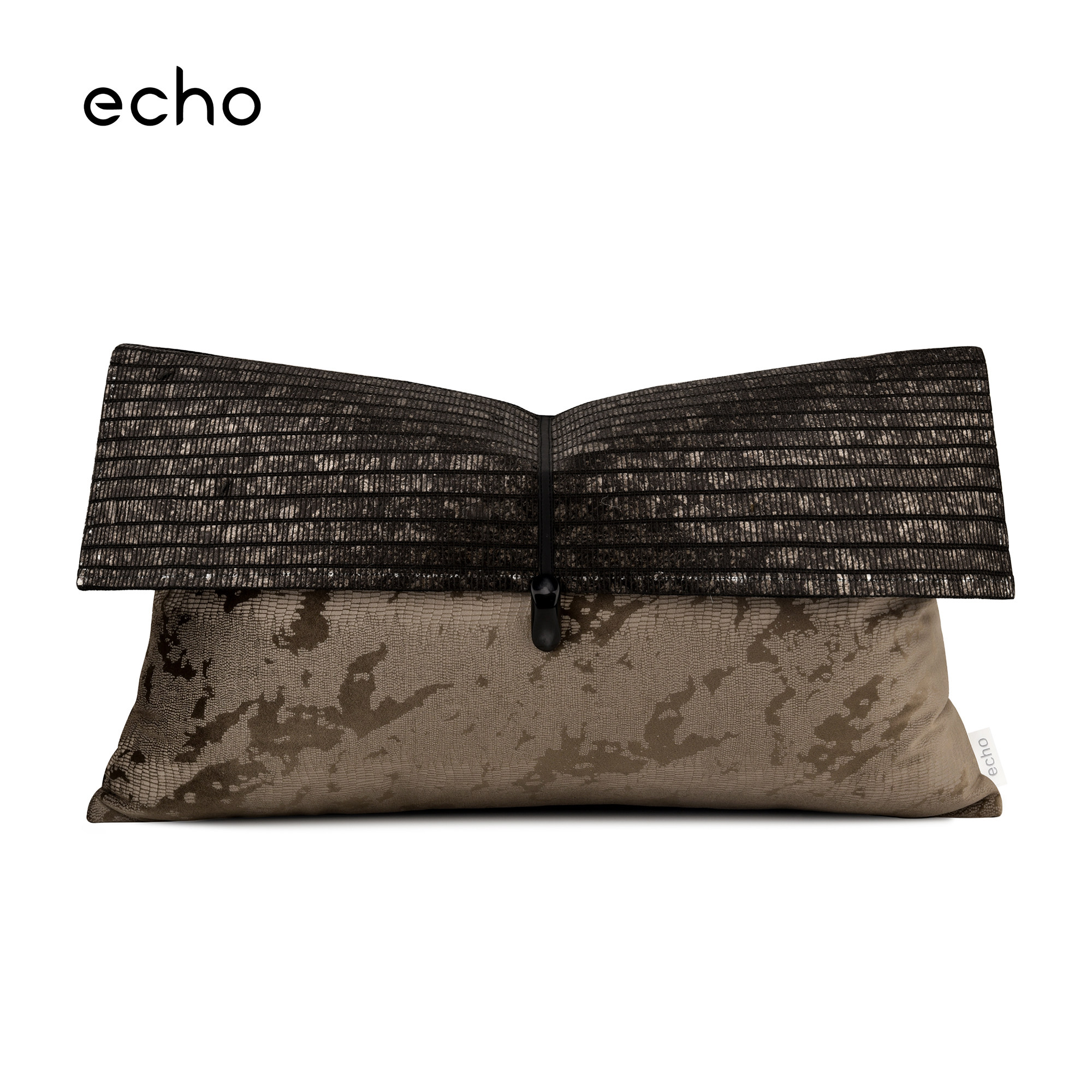 echo法式轻奢棕咖肌理绒拼接装饰抱枕样板间别墅沙发非家用腰枕