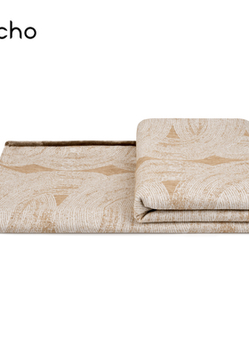 echo宋式美学老钱风可定制样板间米橙色几何波浪床尾盖毯中式搭巾