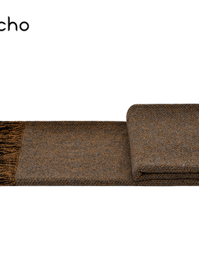 echo现代橙灰色轻奢样板间民宿侘寂风流苏中式床尾盖毯搭毯搭巾