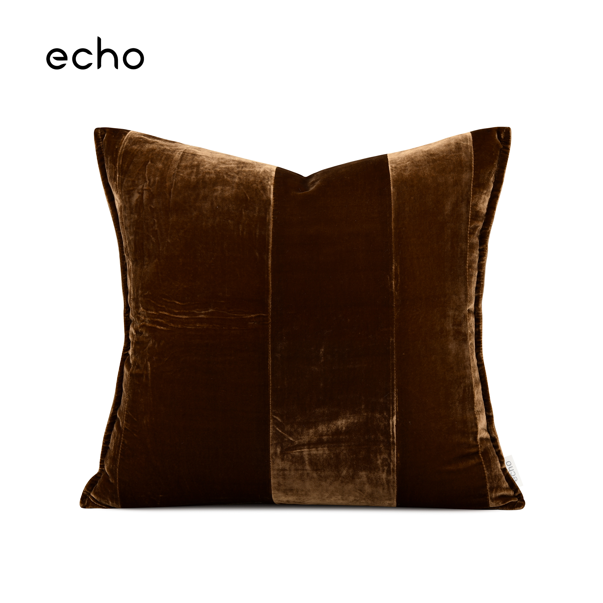 echo酒店复古轻奢焦糖咖色高级丝绒拼接沙发抱枕样板间卧室靠枕套