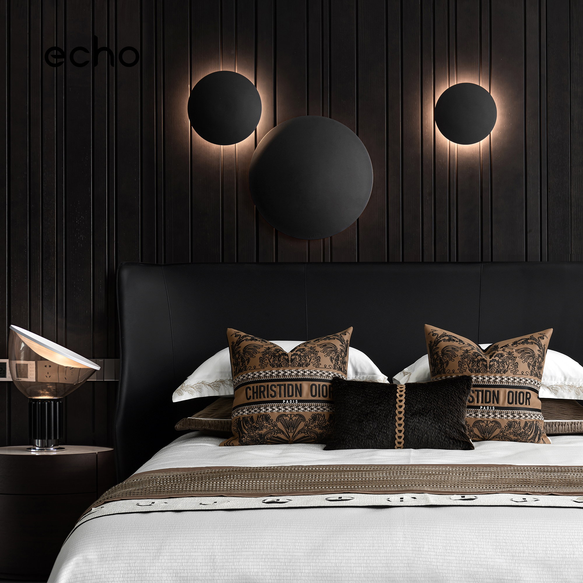 echo回声Di@r印花藤格纹现代轻奢高档咖色奢华酒店样板间床品套件