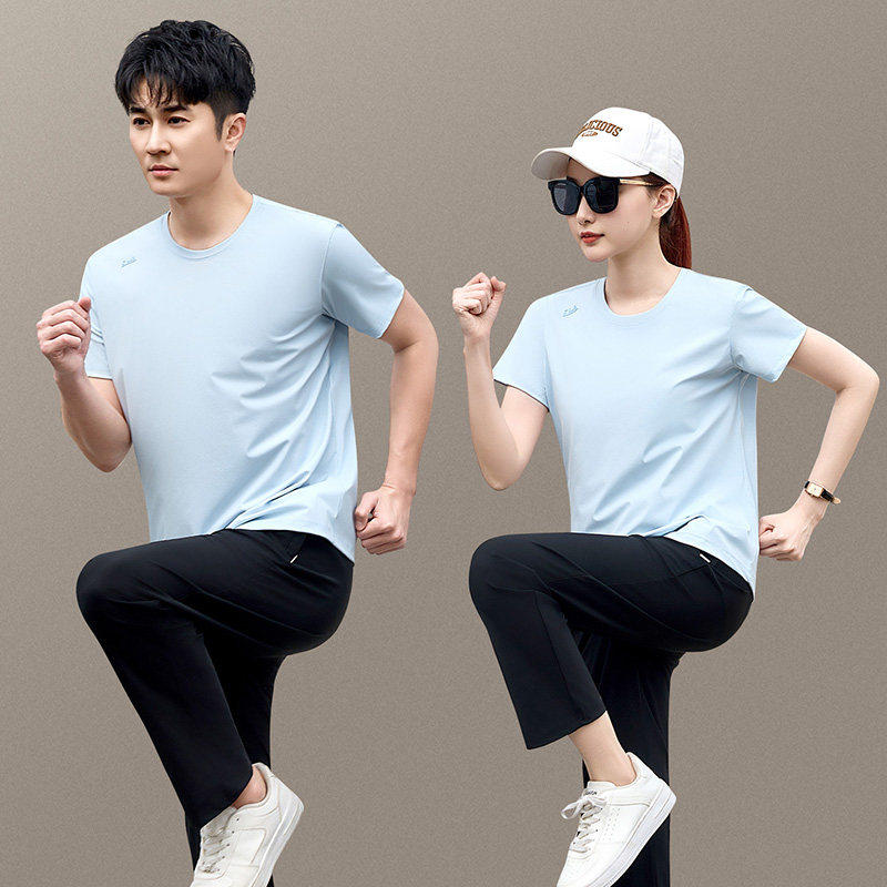 2026新款情侣运动套装夏季速干短袖薄款两件套男女跑步服吸汗透气