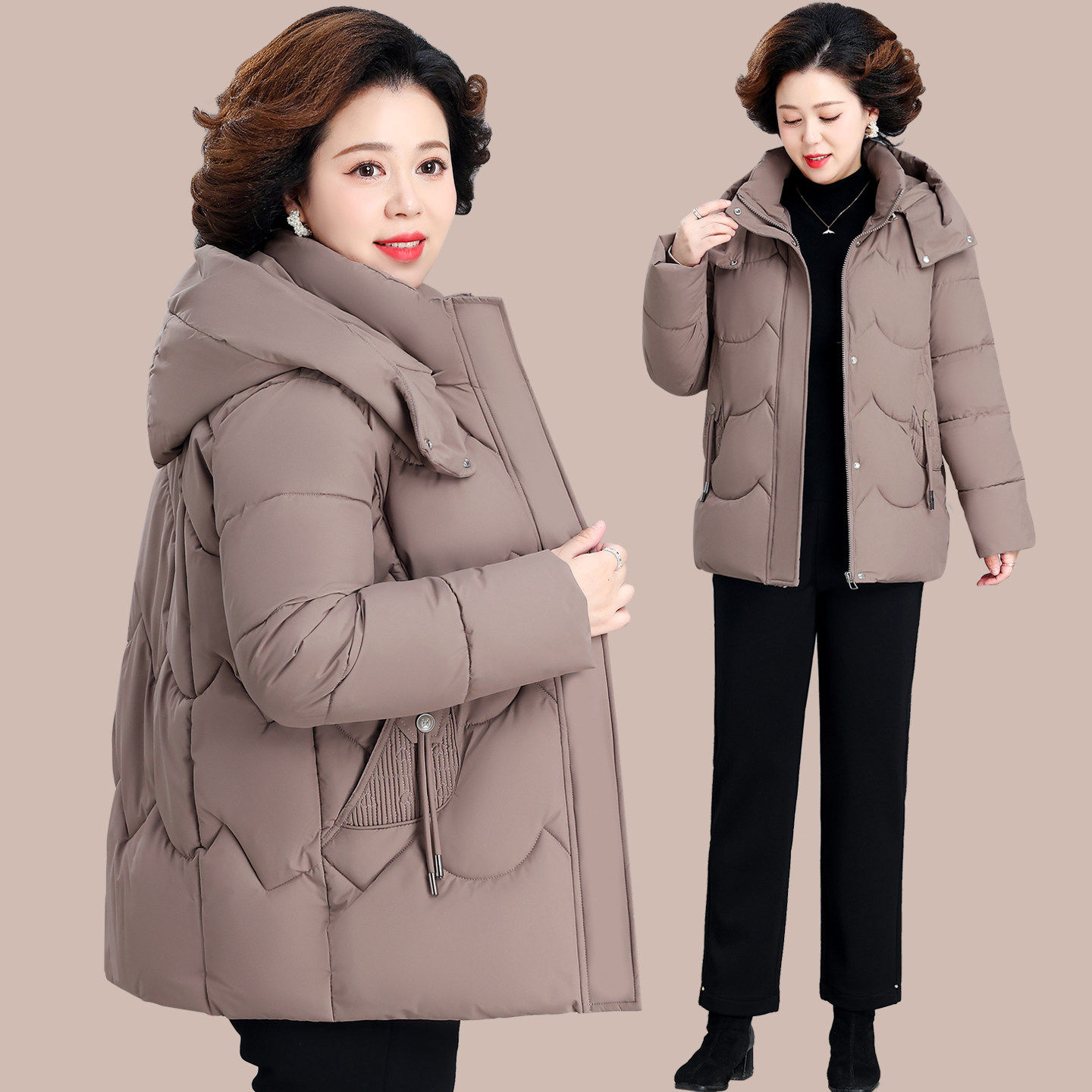 女士2026新款棉服秋冬连帽保暖棉衣中年妈妈巨好看的厚外套小棉袄