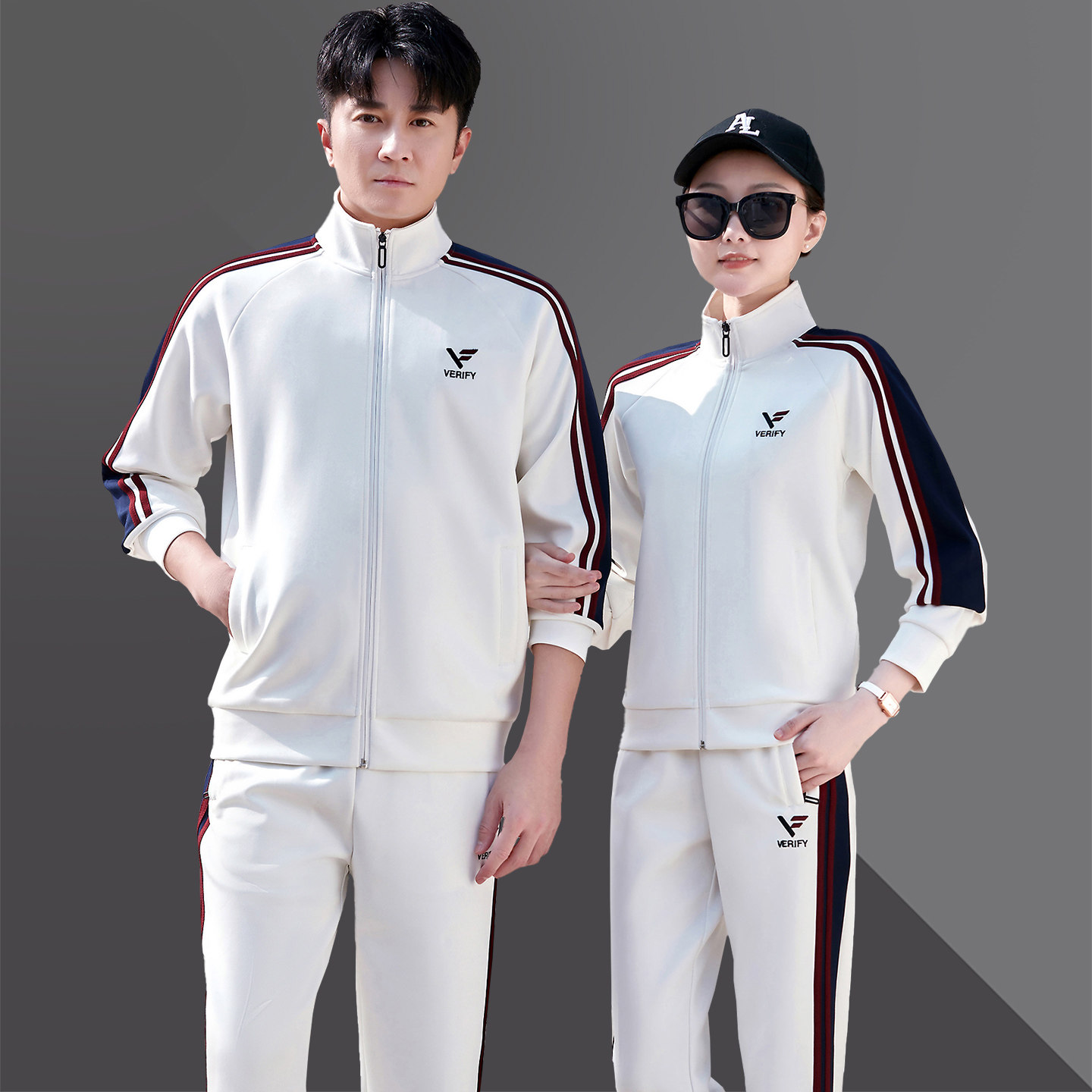 情侣运动套装女春秋2026新款时尚休闲开衫运动服大码两件套女卫衣