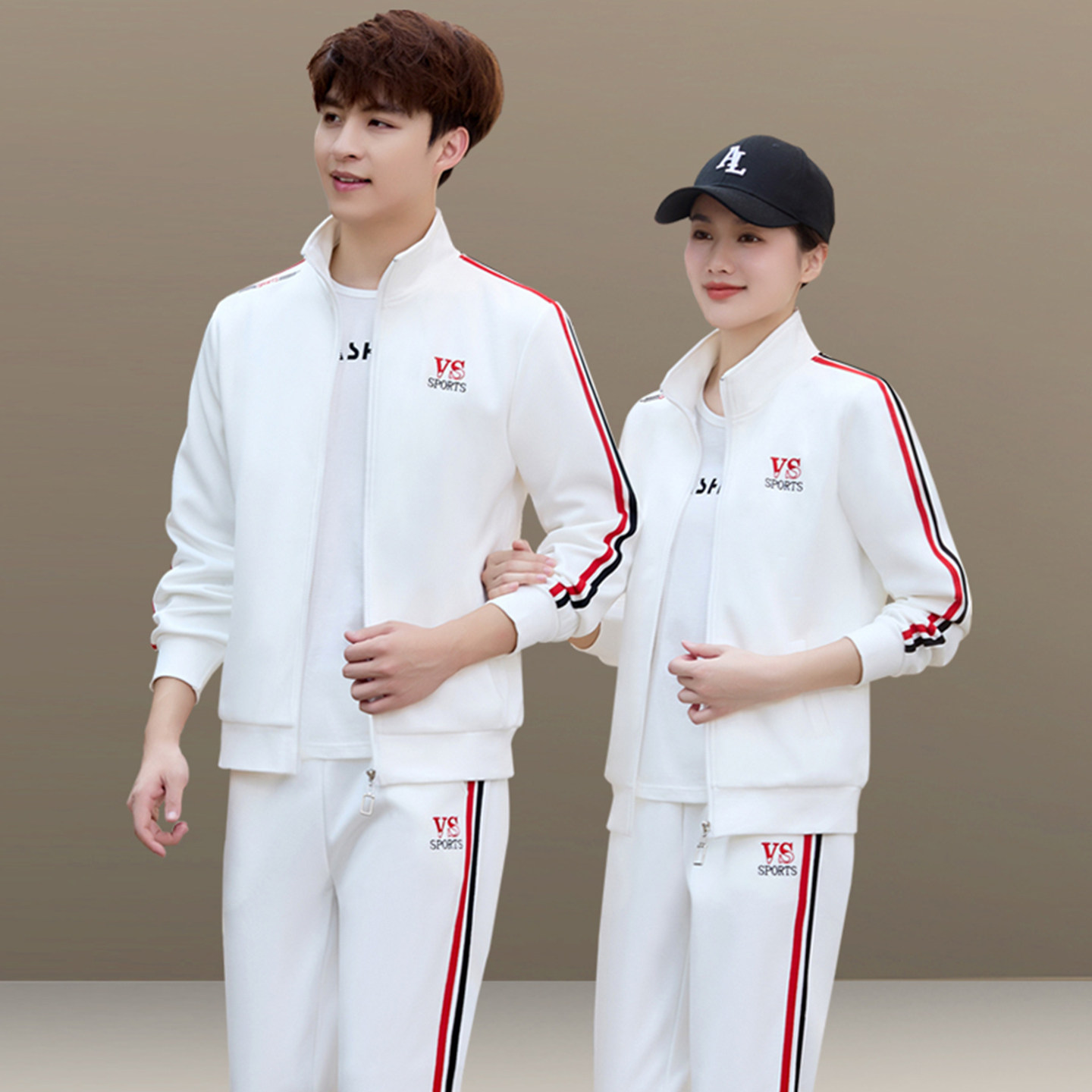 情侣装2026新款运动套装男女同款跑步服春秋长袖三件套休闲外套女