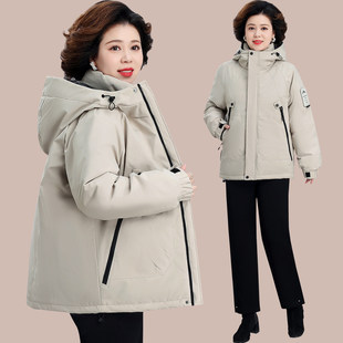 棉服女款2026新款冬季连帽加厚保暖冲锋衣中年妈妈派克棉外套袄子