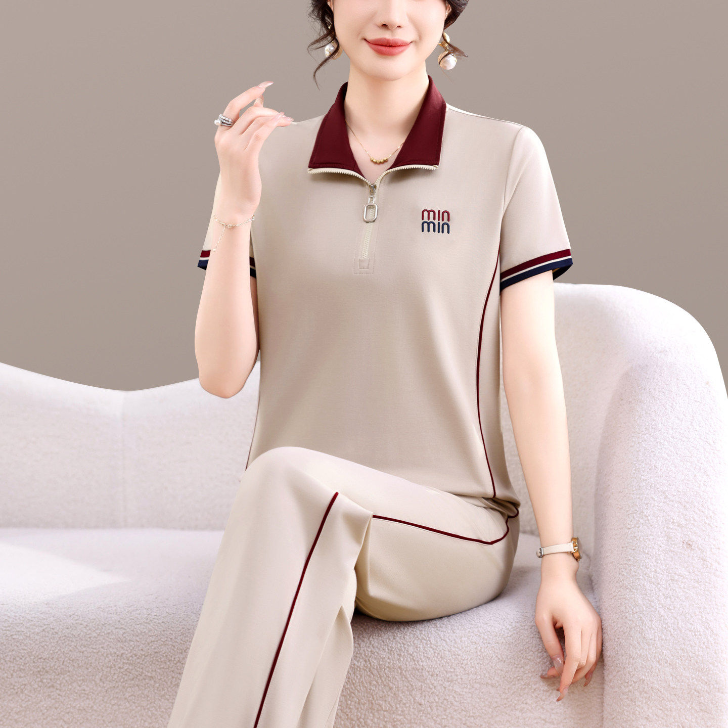 冰丝休闲运动套装女2026夏季新款洋气显瘦短袖小个子跑步服两件套