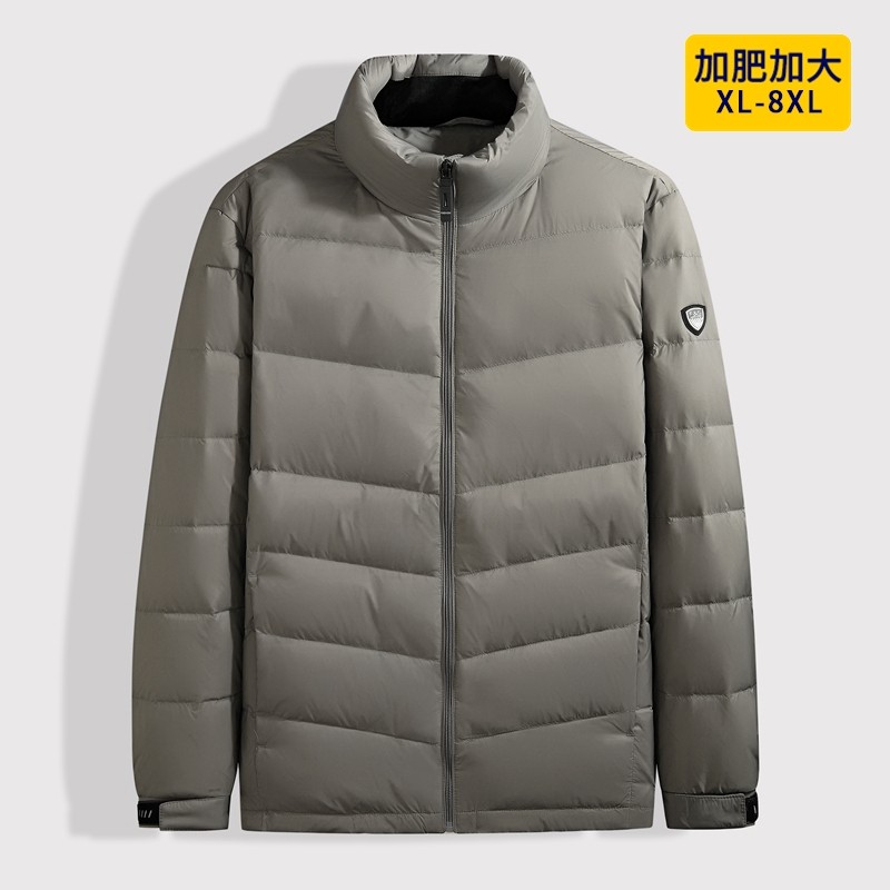 秋冬季加厚羽绒服男立领宽松潮胖子加肥加大码休闲白鸭绒保暖外套