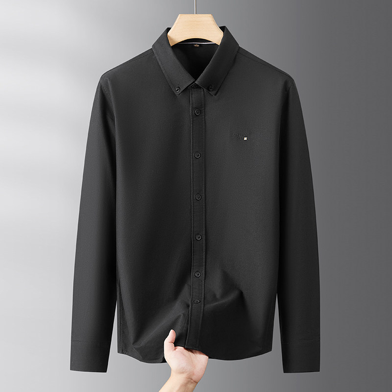 春秋季新款纯棉100%长袖衬衫男加肥加大码300斤胖子商务休闲衬衣