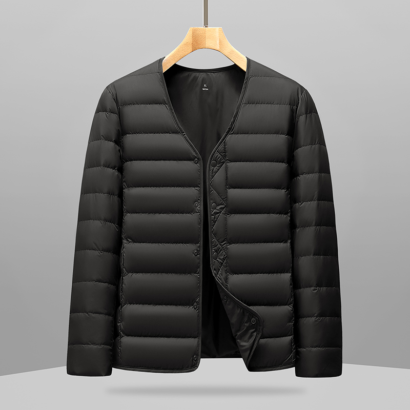 秋冬季新款V领轻薄羽绒服男加肥加大码宽松胖子防寒保暖羽绒内胆