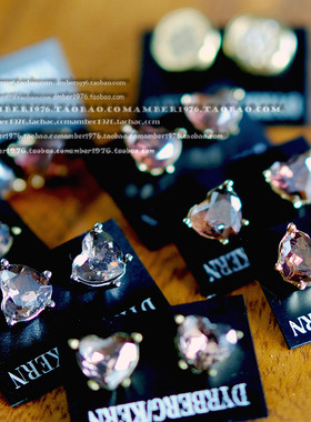 No.3「素」DYRBERG/KERN 合金爱心宝石镶嵌耳钉 2色可选