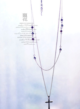 No.351 Lucky brand 朋克气质复古镀银原木珠双层项链