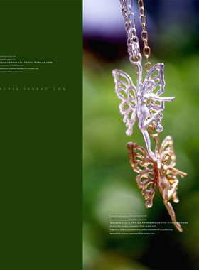 古董滴釉镀金纯银天使项链