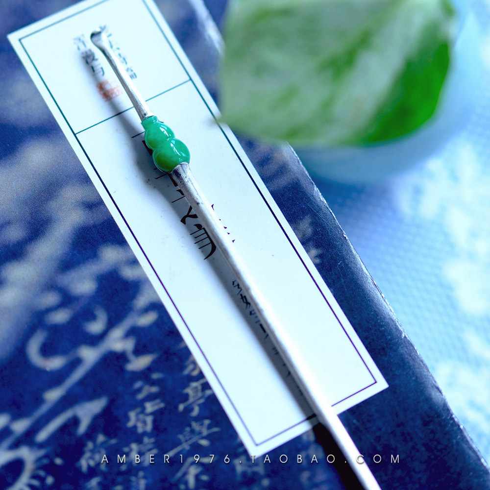 簪星记清辉手工纯银镶嵌翡翠