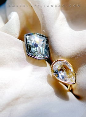 No.182 冰晶 Ⅳ DYRBERG/KERN 北欧ins风 极简梨形水晶镀金戒指