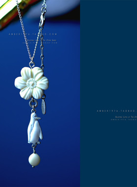No.296 pilgrim flower ⒎ 合金镀银珐琅釉企鹅甜美花卉项链