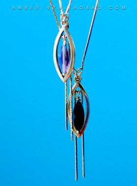 No.257 pilgrim 欧美设计感合金镀金紫水晶黑玛瑙小流苏项链