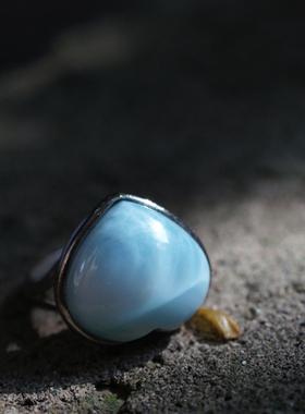 拉利玛天然海纹石925银戒指