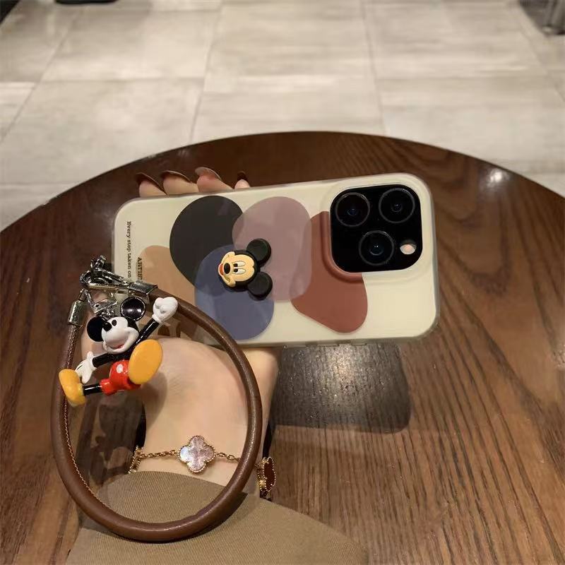 立体米奇撞色适用OPPORealme14pro+手机壳女V70V60V23V50新款带挂绳GTneo5全包13/12pro防摔Q3s/Q5保护套创意