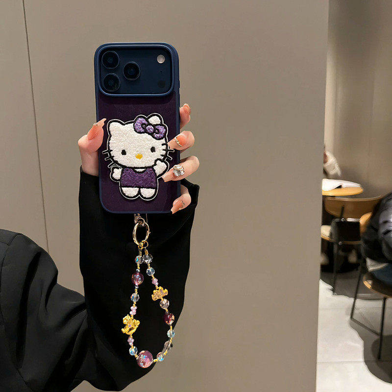 个性卡通紫色绒布刺绣紫裙hellokitty适用苹果iphone17promax手机壳16pro少女心15pro防摔14pro保护套13链条,3C数码配件,手机保护套/壳,淘宝优惠券,粉丝福利购,淘宝优惠卷