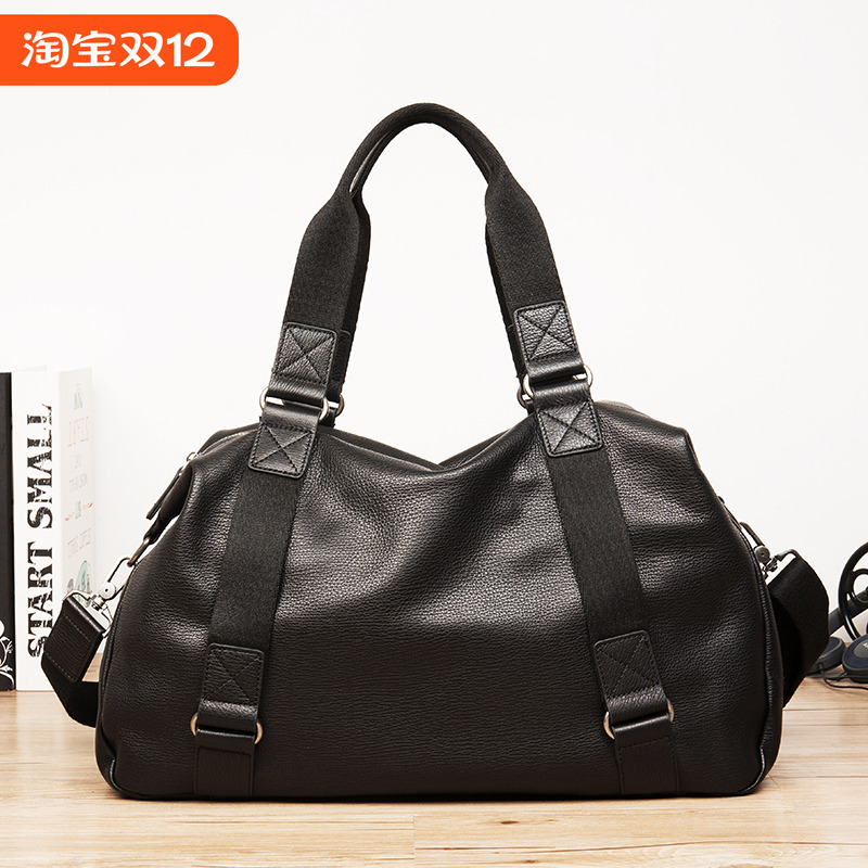 麦为真皮旅行包牛皮健身行李包