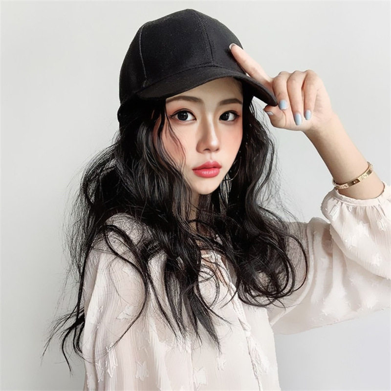 假发帽子女款2025新款带货假发女大波浪中长发潮流鸭舌帽一体全头