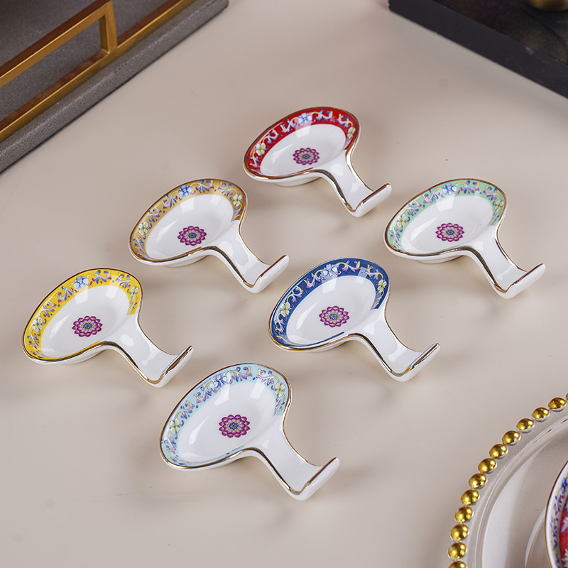 景德镇陶瓷筷子托珐琅彩骨瓷筷子架创意汤勺托勺子架高档两用筷架