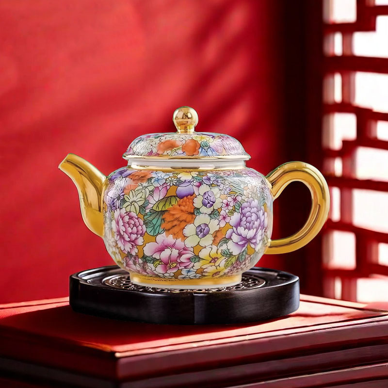 景德镇万花珐琅彩描金将军壶图片